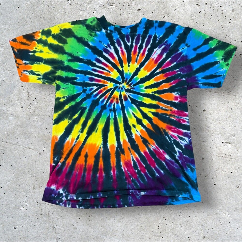 Vintage Anvil Tag Rainbow Spiral Tie Dye Graphic T Shirt Mens XL Made In USA
